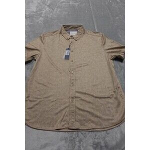 Henri James Men's Size XL Tan Button Up Casual Short Sleeve Shirt NWT